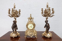 Clock set Louis XV Belgium Bronze 1900