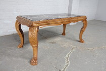 Coffee Table (Large) Louis XV Belgium Walnut/Marble 1950