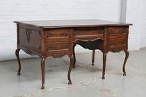Desk + Chairs Louis XV Belgium oak 1900
