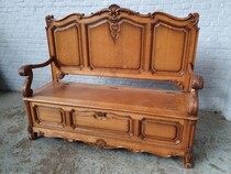 Hall Bench Louis XV Belgium Oak 1920