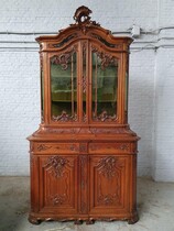 Vitrine (Display Cabinet) Louis XV (Liege style) Belgium Oak 1890