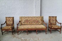 Sofa set (Tapestry) Louis XV Belgium Oak 1900