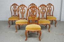 Table + chairs Louis XV France Walnut 1940