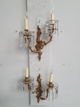 Wall sconces Louis XV Belgium Bronze/Chrystal 1920