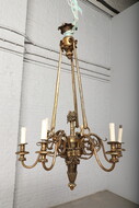 Chandelier Louis XVI/ Art Deco Belgium Bronze 1930