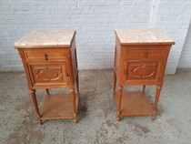Nightstands (Pair) Louis XVI Belgium Oak 1920