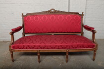 Sofa (Bench) Louis XVI France Walnut/Silk 1890