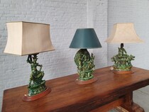 3 Table lamps Oriental France Pottery 1960
