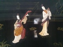 Oriental (Chinese) Coffee Table (Glass top)
