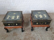 Sidetables (pair) Oriental (Chinese) China Wood/Jade 1950