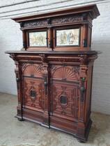 Buffet (cabinet) Renaissance Belgium Mahogany/porcelain 1870