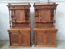 Buffets (Cabinets) Renaissance Belgium Oak 1900