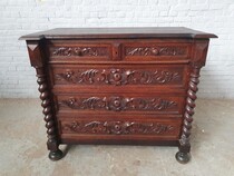 Chest of Drawers Renaissance Belgium Oak 1890