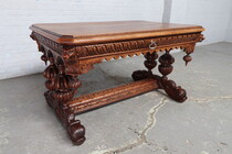 Desk (writing table) Renaissance (Dolphin) Belgium Oak 1890