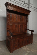 Hall bench Renaissance Belgium oak 1820