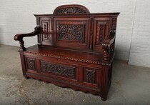 Hall bench Renaissance Belgium Oak 1897