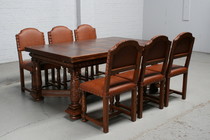 Table + chairs Renaissance Belgium Oak 1900