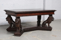 Table + chairs Renaissance Italy Walnut 1900