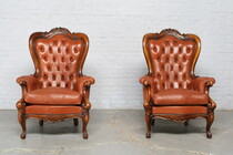 Armchairs (pair) Rococo Italy Walnut 1970