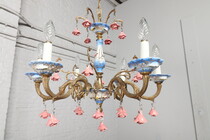 Chandelier Rococo Spain Porcelain/Bronze 1950