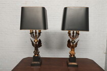 Table lamps Rococo (Empire) France Bronze/Marble 1950