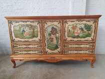 Cabinet Rococo (Louis XV) Belgium Cherry wood/ Leather 1950