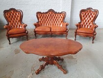 Sofa set Rococo Italy Walnut (leather) 1950