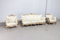 Sofa set Rococo Italy Walnut/Leather 1940