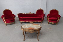 Sofa set Rococo Italy Walnut 1950