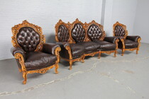 Sofa set Rococo Italy Walnut (leather) 1950