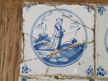 Rustique Pair of Sidetables (Delft Tiled)