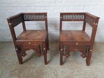 Corner chairs (pair) Syrian Syria Walnut 1890